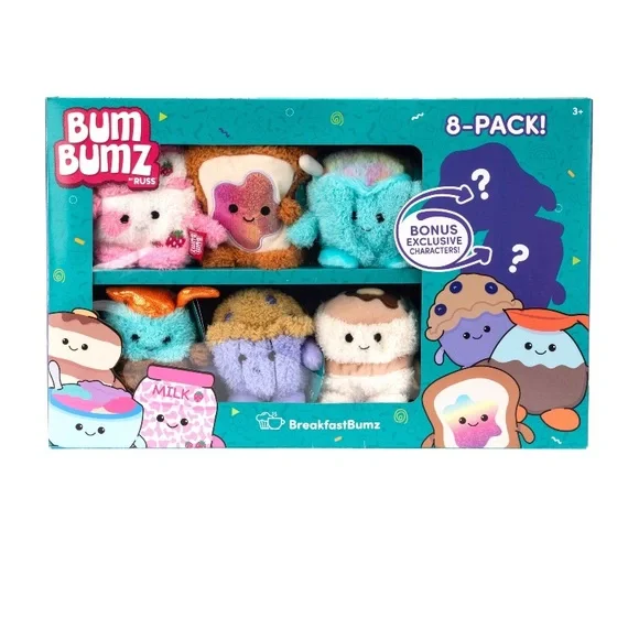 BRAND NEW BUM BUMZ 4.5” PLUSH VALUE BOX 8 PIECE SET! NWT! SMOKE FREE HOME! - Picture 1 of 4